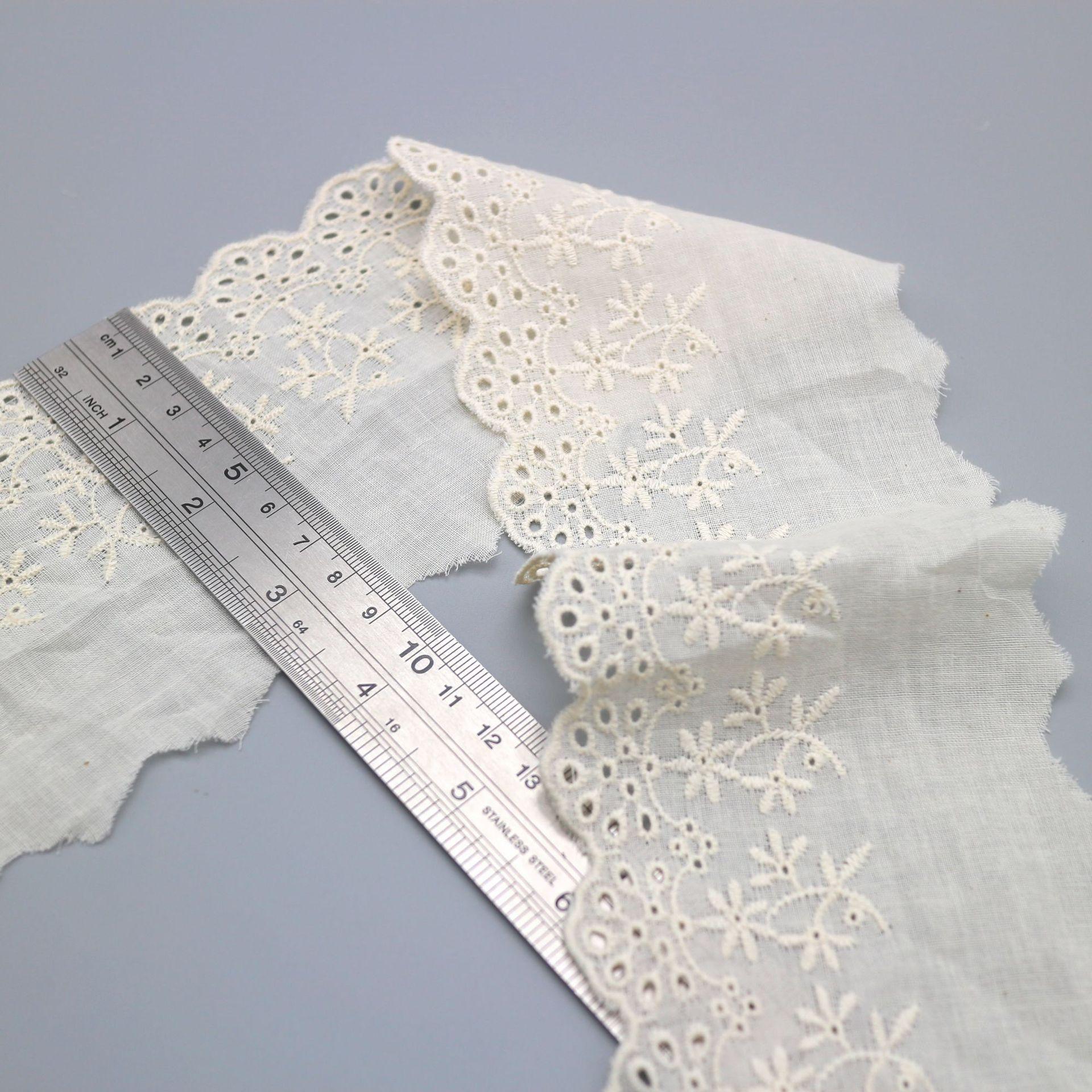 Хлопковое кружево, растворимое в воде, Одностороннее хлопковое вышитое кружево, Пробивное ажурное хлопковое кружево, Аксессуары кружева для юбок OL40911