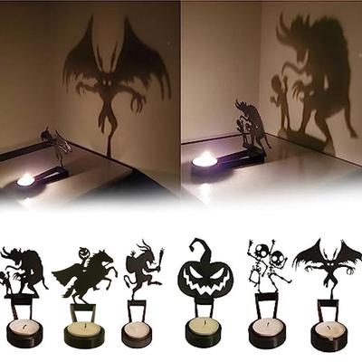 Vintage Style Halloween Funny Shadow Stand Candle Holder Tabletop Decor AVE