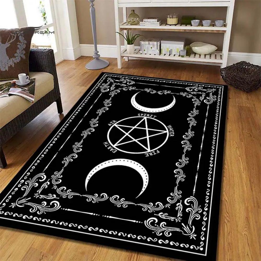 VIKAMA Large Five-Pointed Star Moon Area Mat - Anti-Slip, Machine Washable, Living Room Coffee Table Blanket For Home Decoration