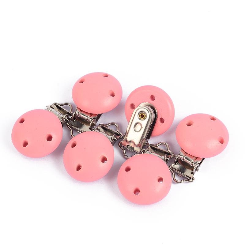 10Pcs Baby Pacifier clips 30mm Round Wooden Dummy Nipple Holder Clip for DIY Nursing Pacifier Chain Teething Toy Accessories