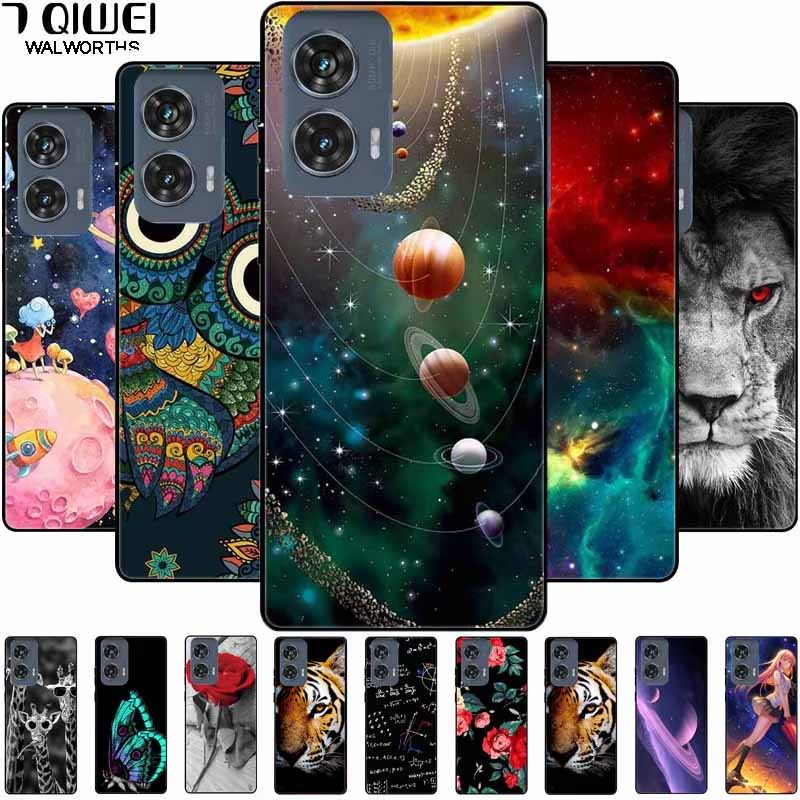 For Moto Edge 50 Fusion Case Silicone Space Animal TPU Soft Black Cover For Motorola Edge 50 Fusion Cases 50Fusion Cool TPUCover