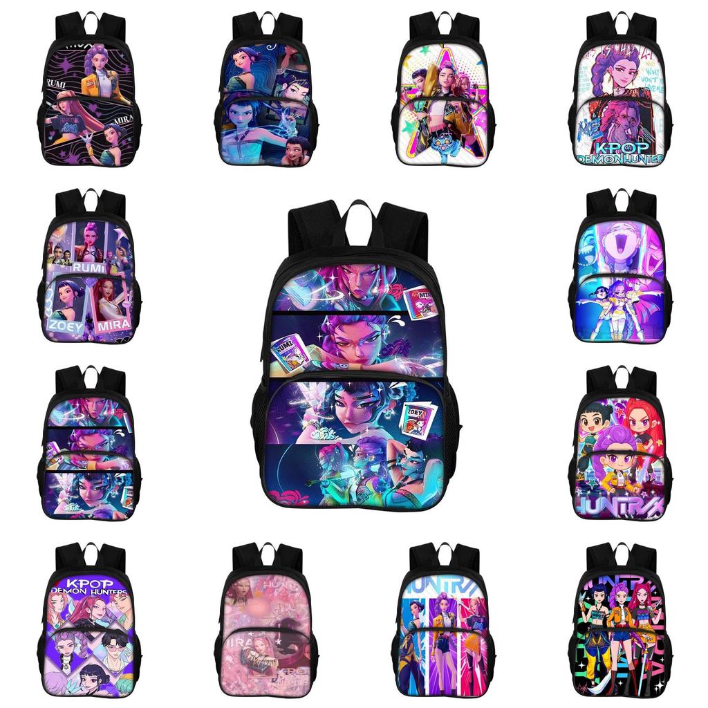 Kpop Demon Hunters Printed Oxford Backpack With Breathable Design For School Students