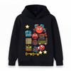 Kids Boys Girls Hoodie Cartoon Red Ball Angry Monsters Print Casual Pullover Hooded Sweatshirt For Children Daily Wear