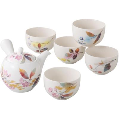 Ale-net Teapot and Teacup Set, Rinka Tea Set (5 Pieces), Diameter 9.2cm X Height 10.5cm, 350cc, Porcelain, Mino Ware