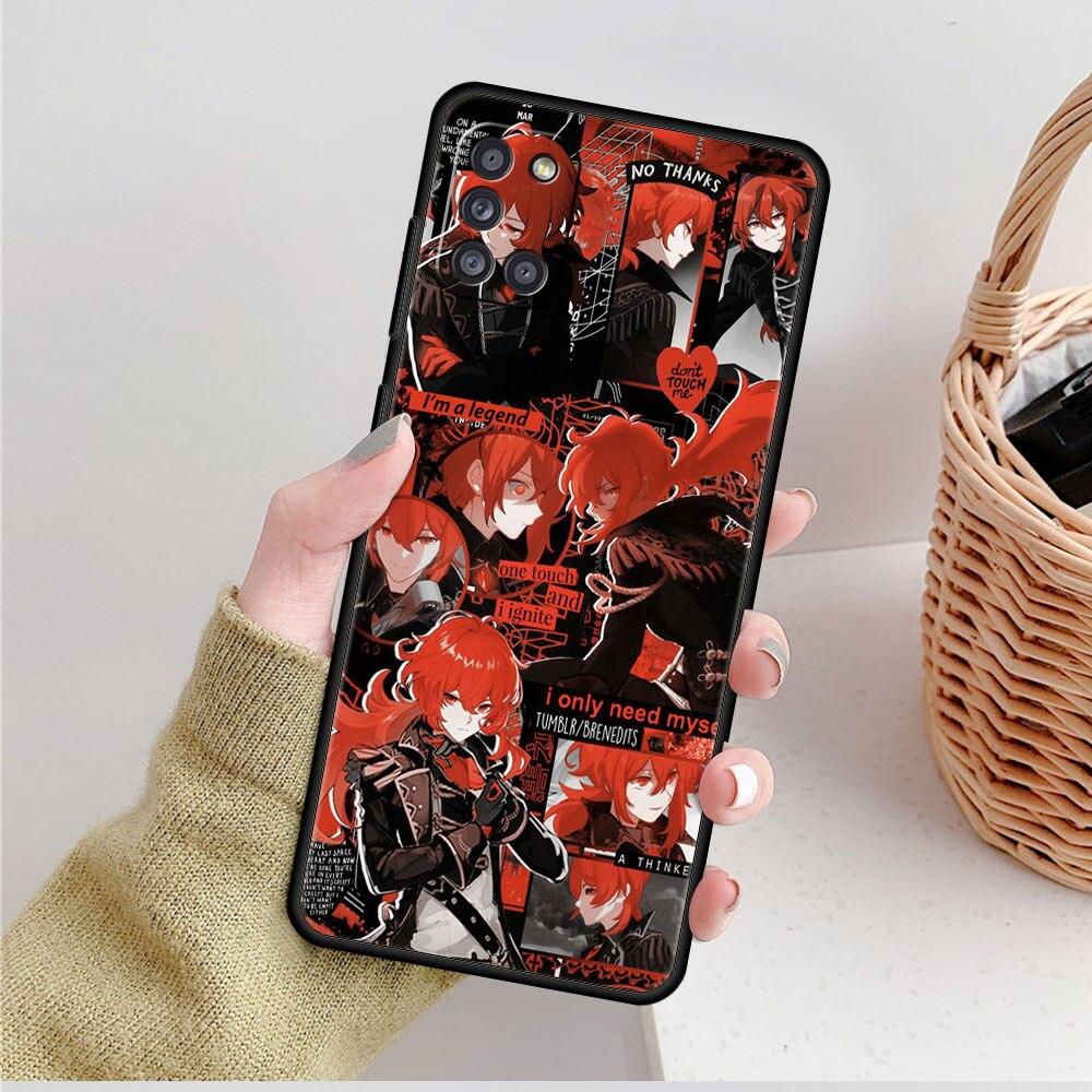Luxusní Genshin Impact Anime pro Samsung Galaxy A51 A71 A52 A32 4G A41 A12 A02s A72 A21s A31 A23 A73 A03s A33 A52s Phone Funda