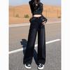 Women's Black-Gray High-Waisted Wide-Leg Jeans: Summer, Plus-Size, Floor-Length, Versatile, Draping, Slimming, Loose Fit.