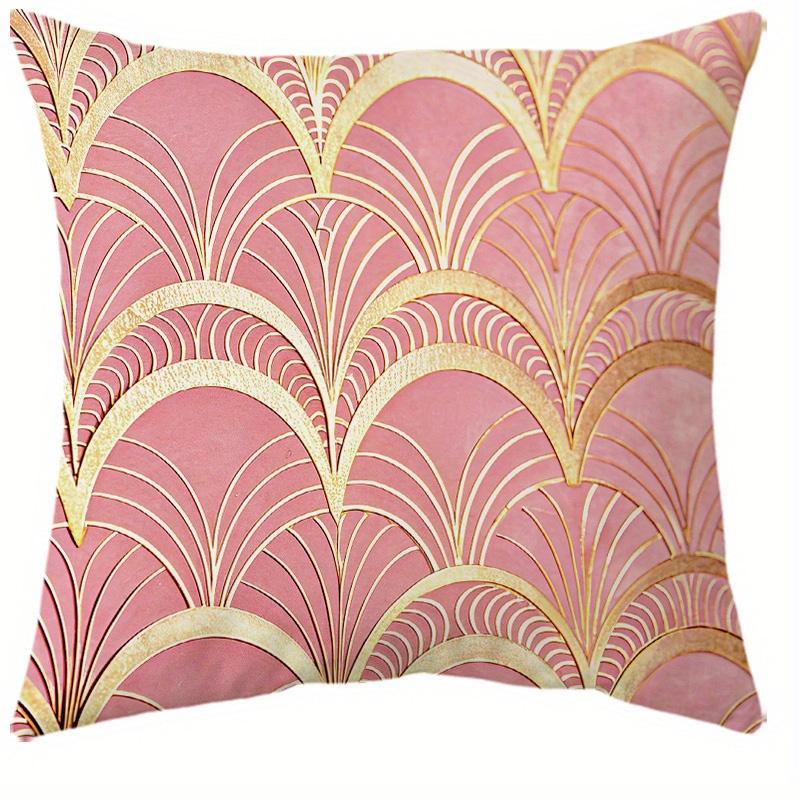 1/4pcs 1  Pink Gold Floral Geometric Decorative Throw Pillow Covers for Home Sofa Bedroom Cushion Cover