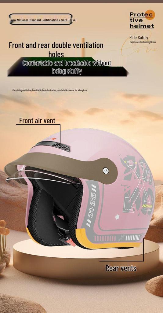 3C Helmet for Electric Vehicles - All-Season, Universal Fit, Winter Warmth, Hidden Lens, One Size for Girls.