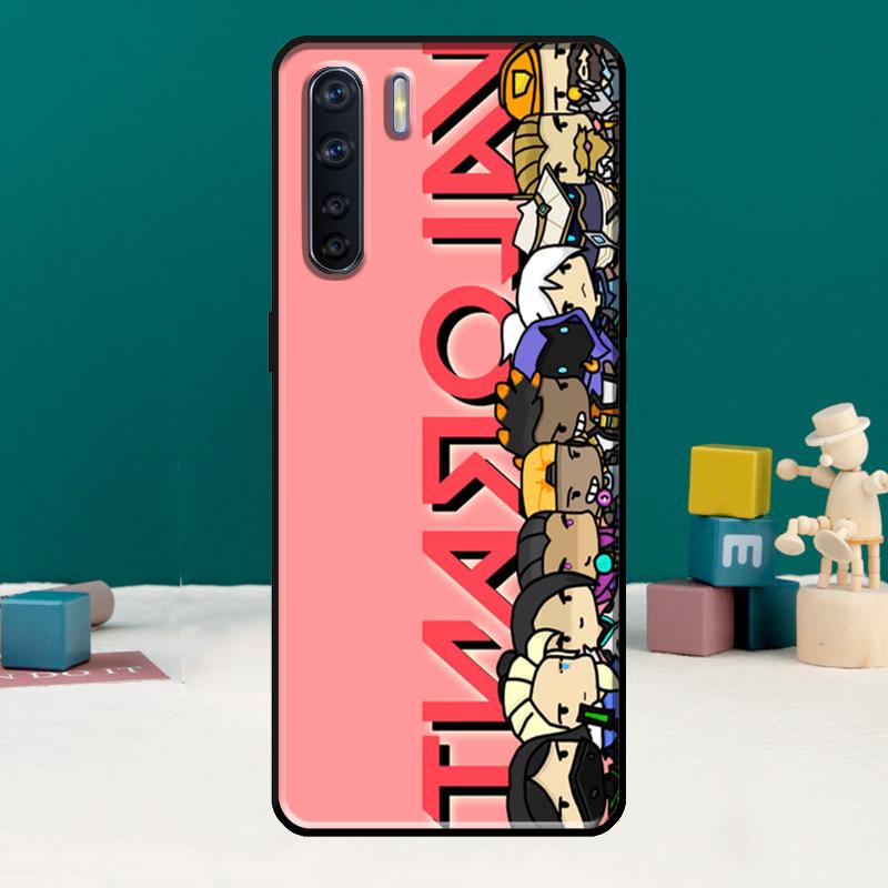 Cute Cartoon Chibi Valorant Phone Case For Oppo A78 A96 A58 A18 A38 A98 A17 A77 A80 A40 A60 A16 A76 A74 A94 A54 A15 A57S