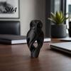 Desktop Ornament 3D Printed Owl Figurine, Hollow Modern Art Sculpture with Matte Black Finish, Minimalist Desk Decor for Home Office Bookshelf,