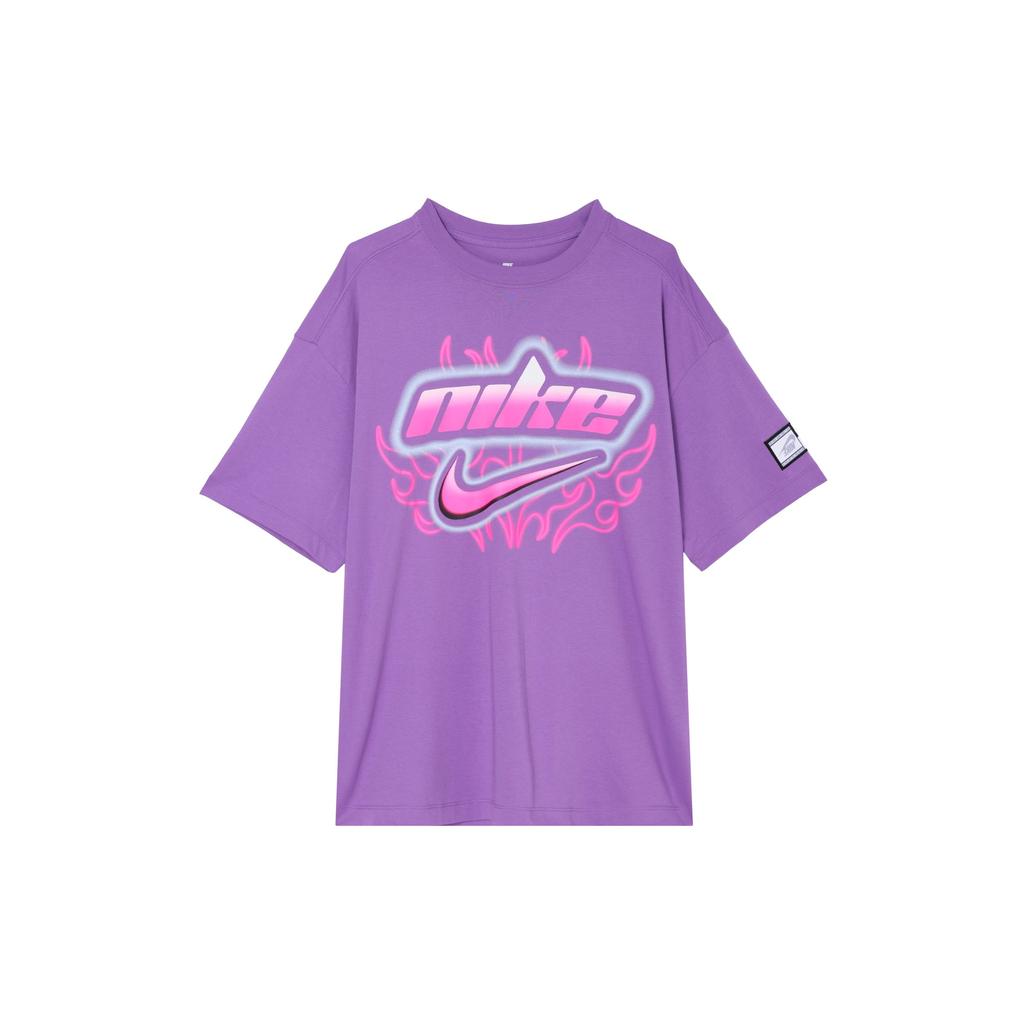 Nike Sportswear Oversized Lightweight Printed Casual Short Sleeve T-Shirt Women Tops Raspberry FZ1147-521