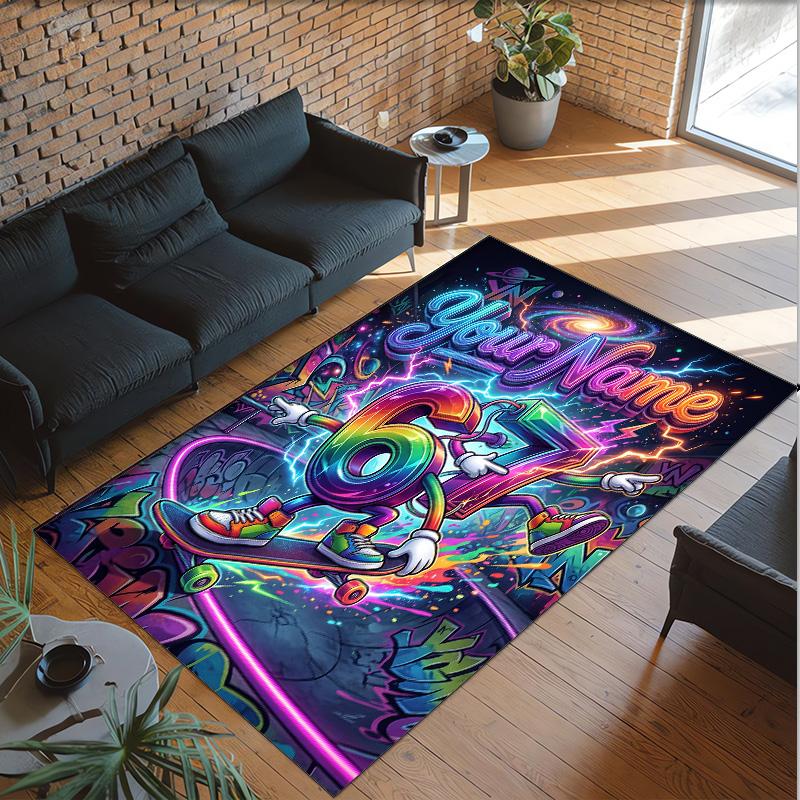 Decorative Artwork Theme Crystal Velvet Rug Personalized Custom Name Text Soft Floor Mat Home Decor