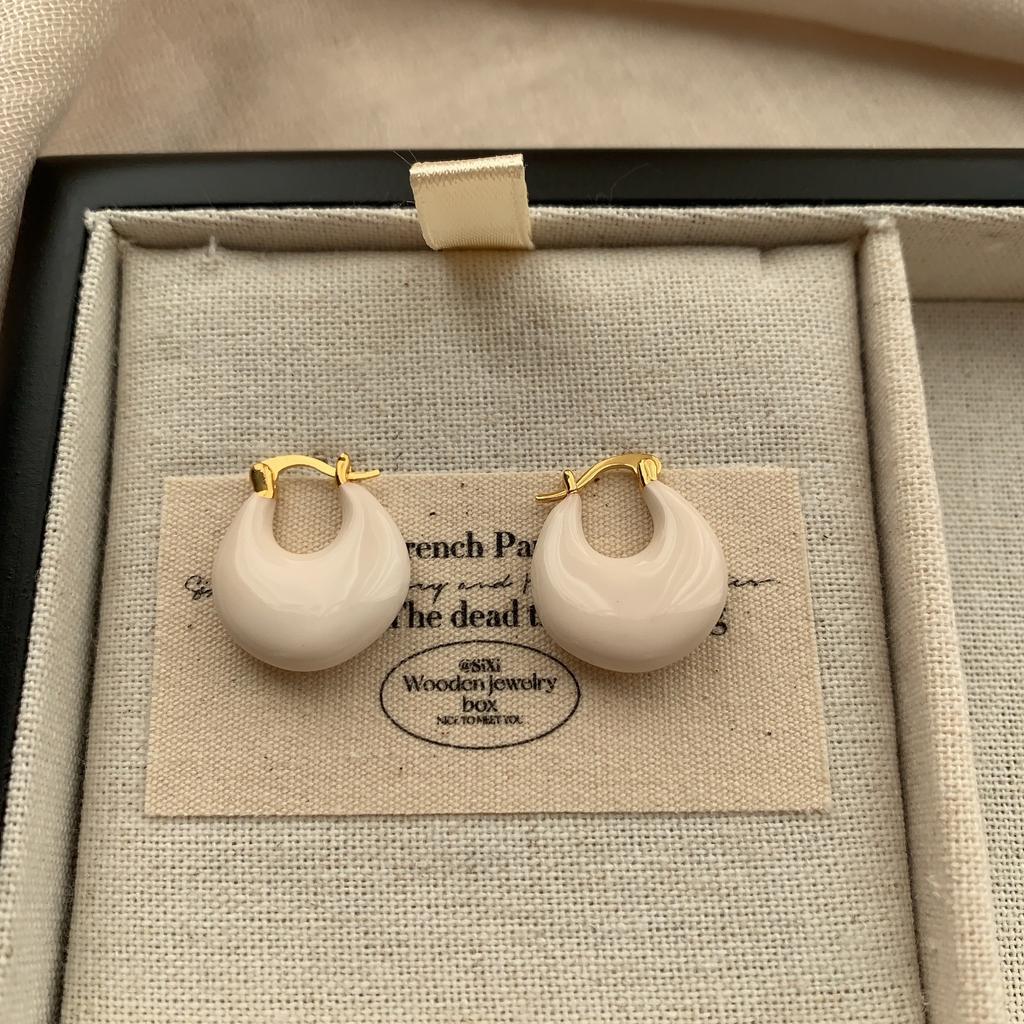 Minimalist Geometric Ring Earrings, Ear Buckles, Retro Colors, Light Luxury Fashion, Personalized Simplicity, High-End Niche Autumn