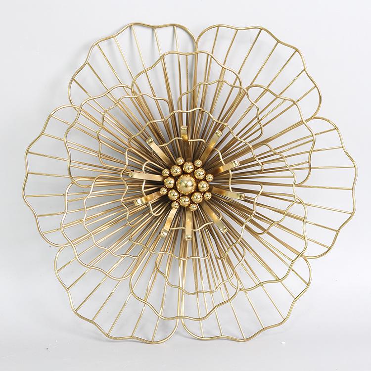 Abstract Antique Bronze Metal Flower Wall Ornament for Living Room or Hotel Decor