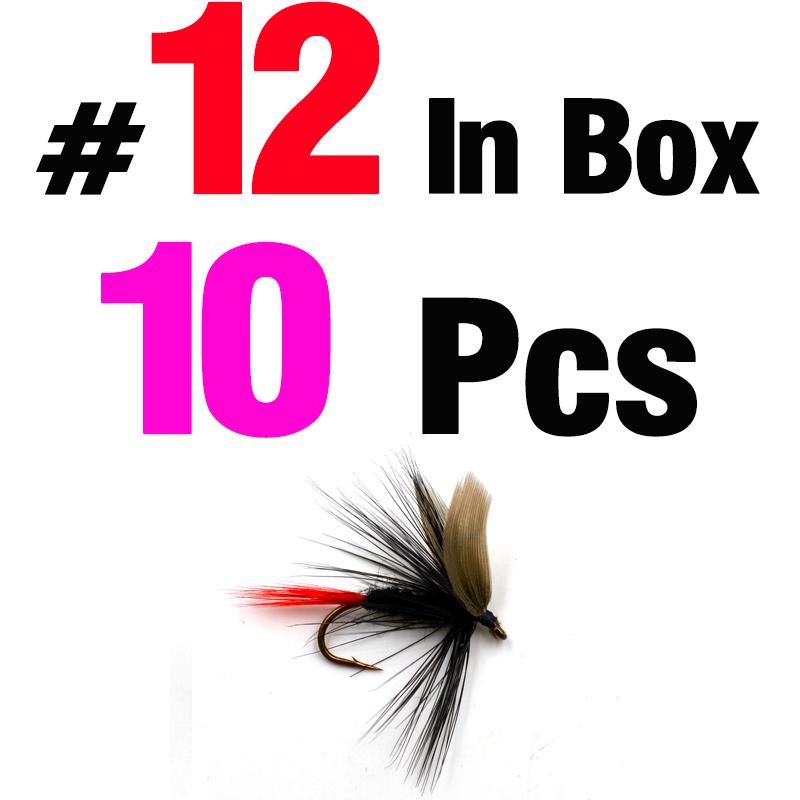 MNFT 10Pcs Various Dry Fly Fishing Lure Trout Salmon Dry Flies Fish Hook Size #6 #10 #12 Nymph Mosquito Lures Fishing Tackle