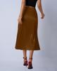 Women's Satin Silk Fishtail Midi Skirt - Autumn Collection