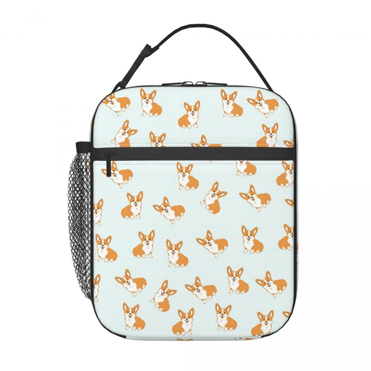 

Blue Background Cute Cartoon Corgi Insulated Lunch Bag for Women Kids Portable Food Boxes Thermal Lunch Box Tote One Size