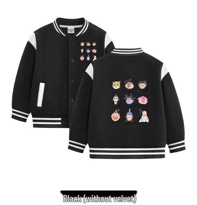 Autumn 2026 Kids' Thickened Velvet Baseball Jacket.