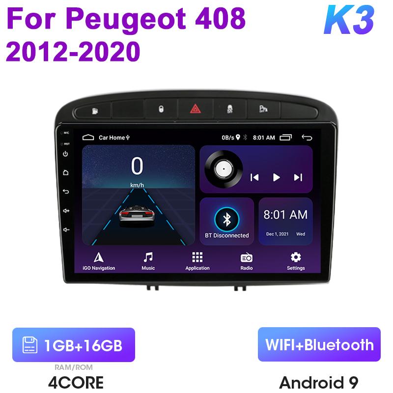 

2 Din Android 12 автомобильное радио для Peugeot 408 1 2012 - 2020 для Peugeot 308 1 T7 2007 - 2015 мультимедийный видеоплеер Carplay Auto