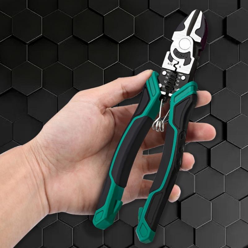 9Inch MultiFunctional Diagonal Pliers Ergonomic Needle Nose Plier for Wire Stripping Crimping Holding in Electrical Work