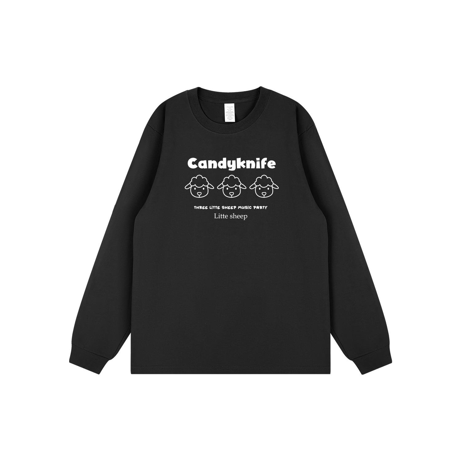 

Trendy Korean Couple s Cartoon Print Long Sleeve T-Shirt - Cute, Versatile Autumn/Winter Style with Cuffed Sleeves XL