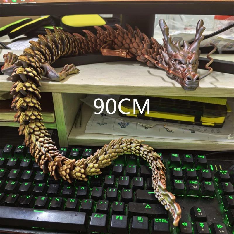 30CM 90cm 3D Printed Conjoined Dragon Ornaments Joints Can Move Creative Dragon Plants Rockery Fish Tank Landscaping Decoration