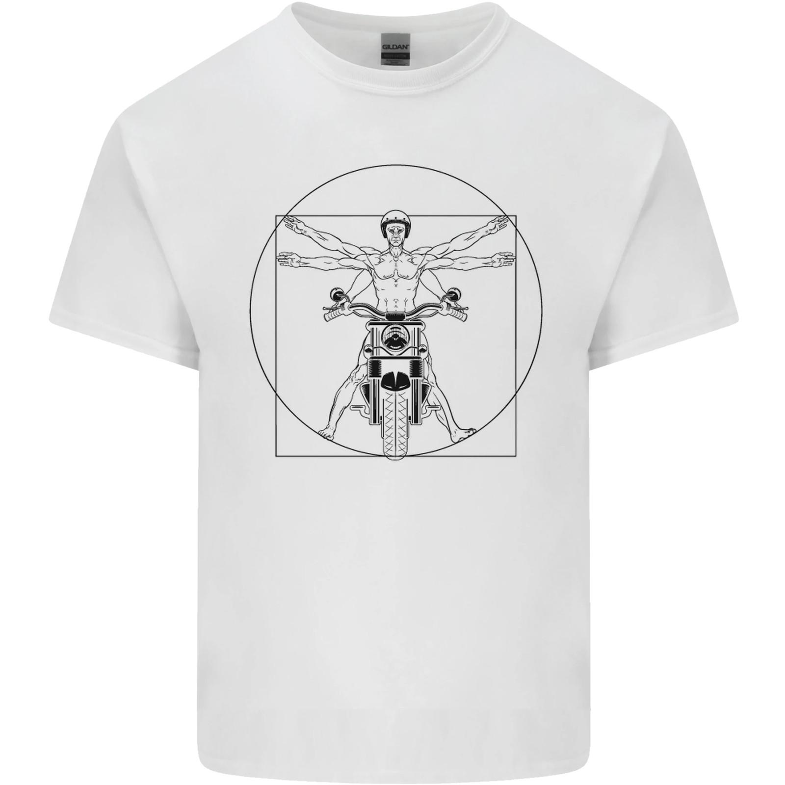 Vitruvian Biker Motorcycle Motorbike Mens Cotton T-Shirt Tee Top S