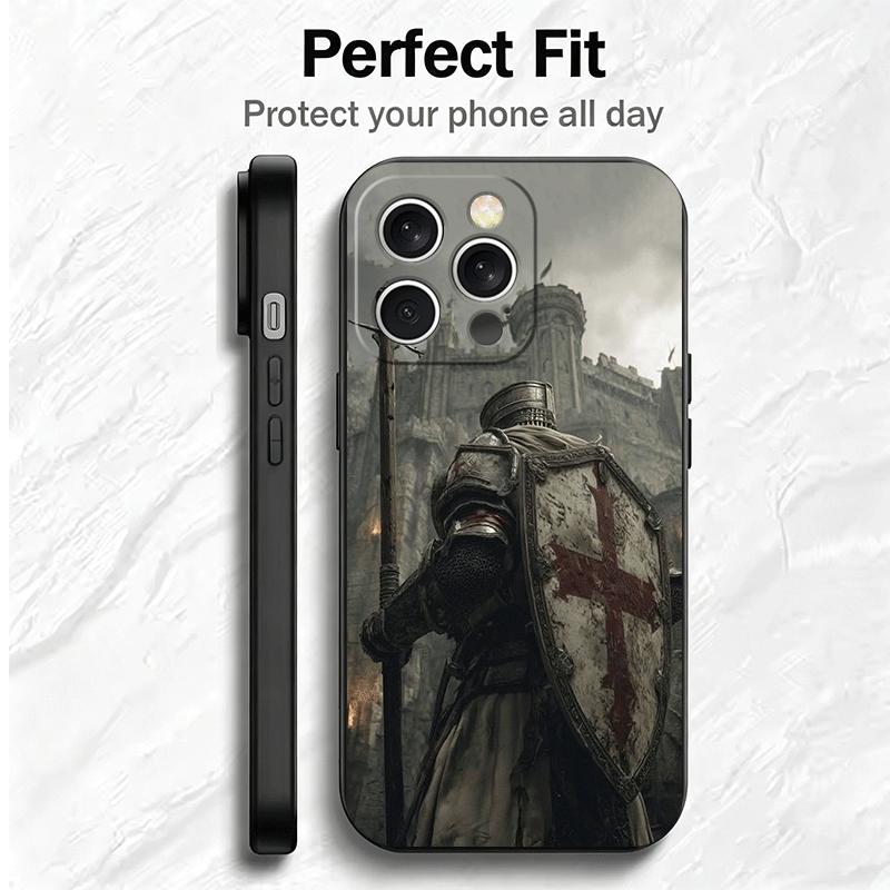 Crusades Knights Templar Soft Phone Case for iPhone 16 16E 17 Air 15 Pro Max 14 Plus 13 Mini 11 12 7 Black Cover Back Shell