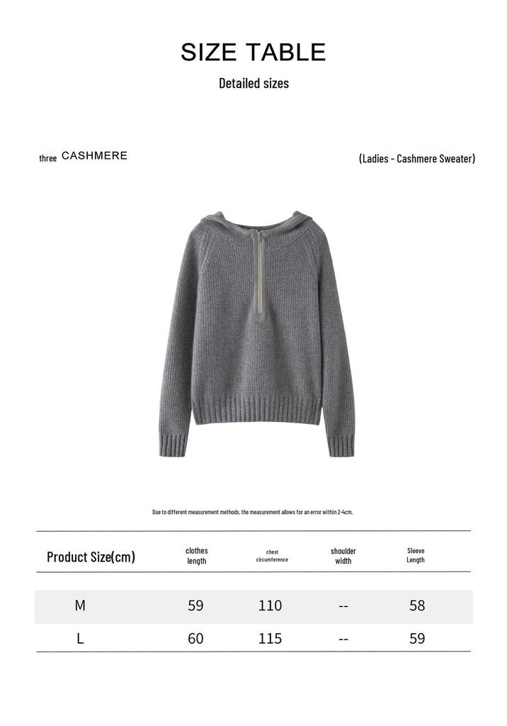 Women's Loose Cashmere Hooded Half-Zip Pullover - Autumn & Winter Cross-Border Knit Sweater