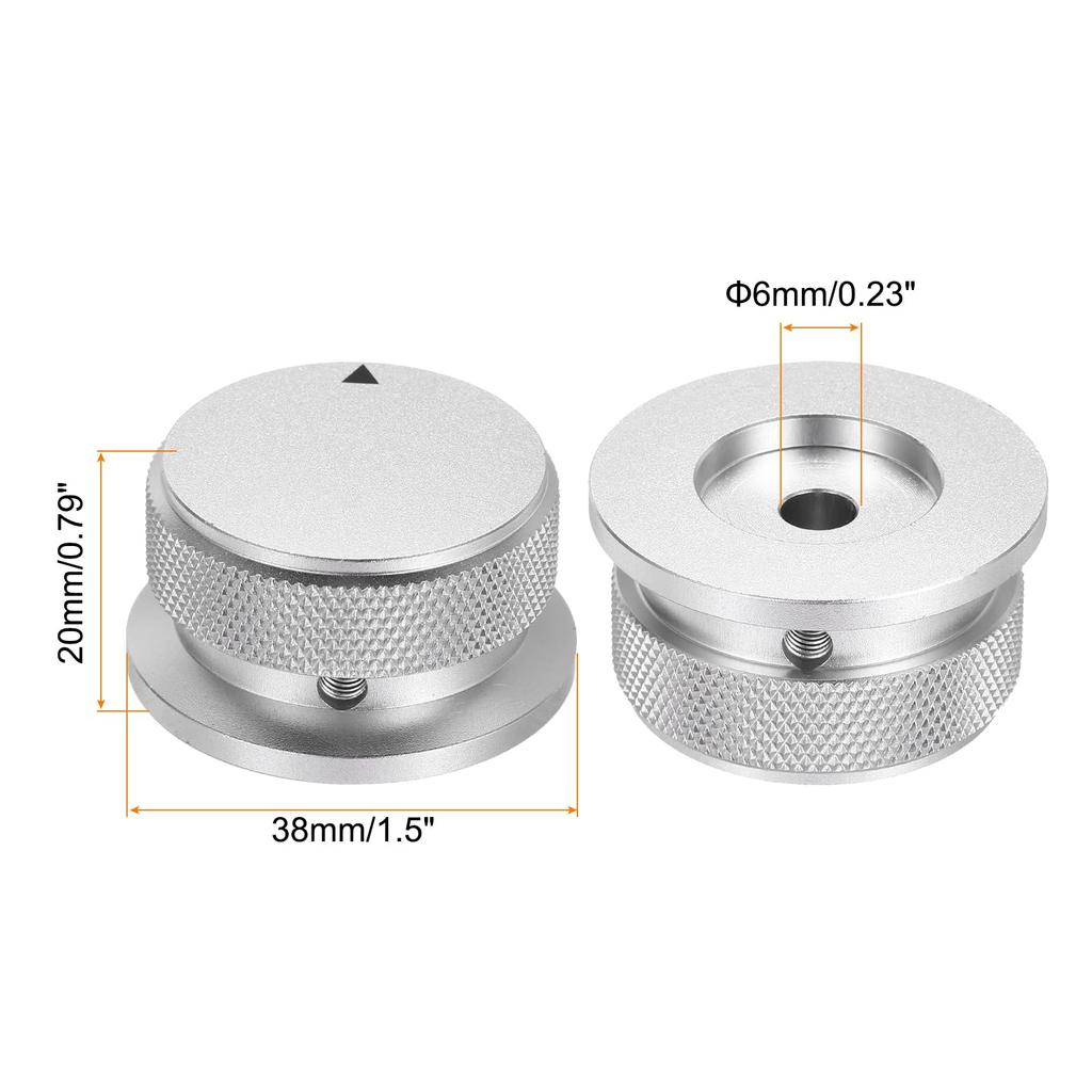 uxcell Aluminum Potentiometer Universal Volume Tone Control Knob with Arrow Indicator for Guitar and Silver 2-Piece Knob, 1/4" (6mm) Bass, 13/16"