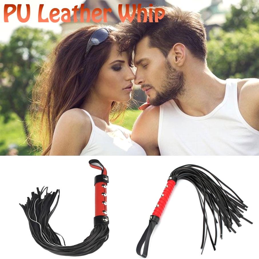 Sexy hračky pro páry pro dospělé Hra Sexy Whip PU Kůže Flirt Hračky Black Lash Červená rukojeť Erotická hračka