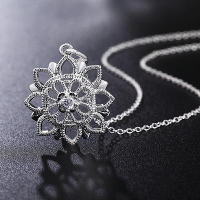 Collana in argento con timbro fine 925 per donna Lady Flower Bellissimo ciondolo di moda Fascino elegante Bella signora Gioielli Ln004 Catena