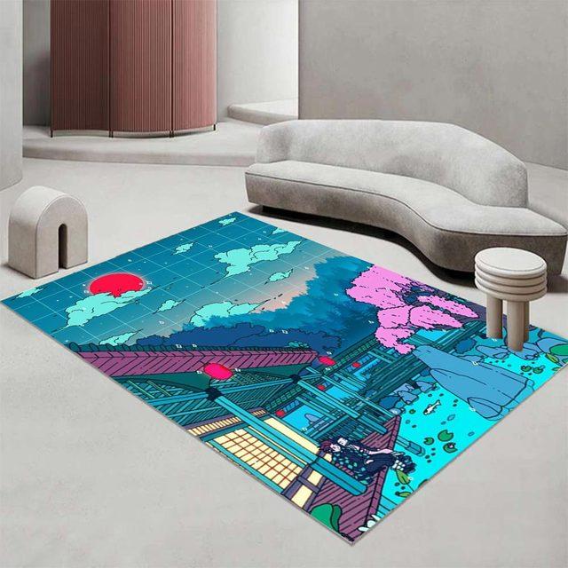 

Коврики с изображением ночных сцен в японском стиле аниме, детский игровой коврик для пола с суперпечатью, ковры для современного домашнего декора гостиной, моющийся коврик для пола 80x120cm