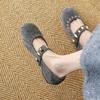 Fashion New Spring/Summer Cow Suede Women Pumps Shoes for Women Fashion Rivet Round Toe Mary Jane Shoes Low Heels Flat Shoes Women