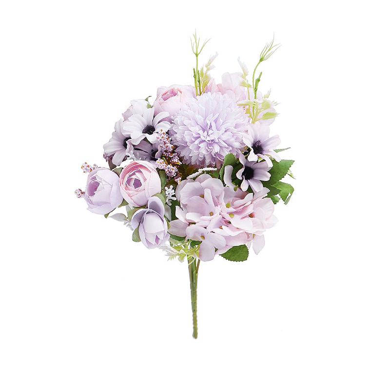 

1 букет искусственных цветов для дома, гостиной, свадьбы, настольного декора, реквизит для фотографии, рождественское украшение светло-фиолетовый