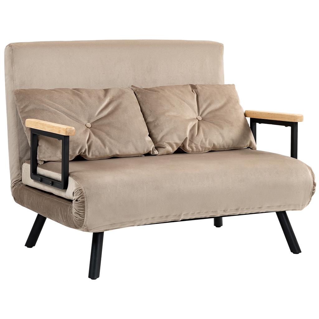 Sleeper Chair, Guest Bed, Wood Armrests, Metal Frame, Up To 120 Kg, 102x73x81cm, Light Brown