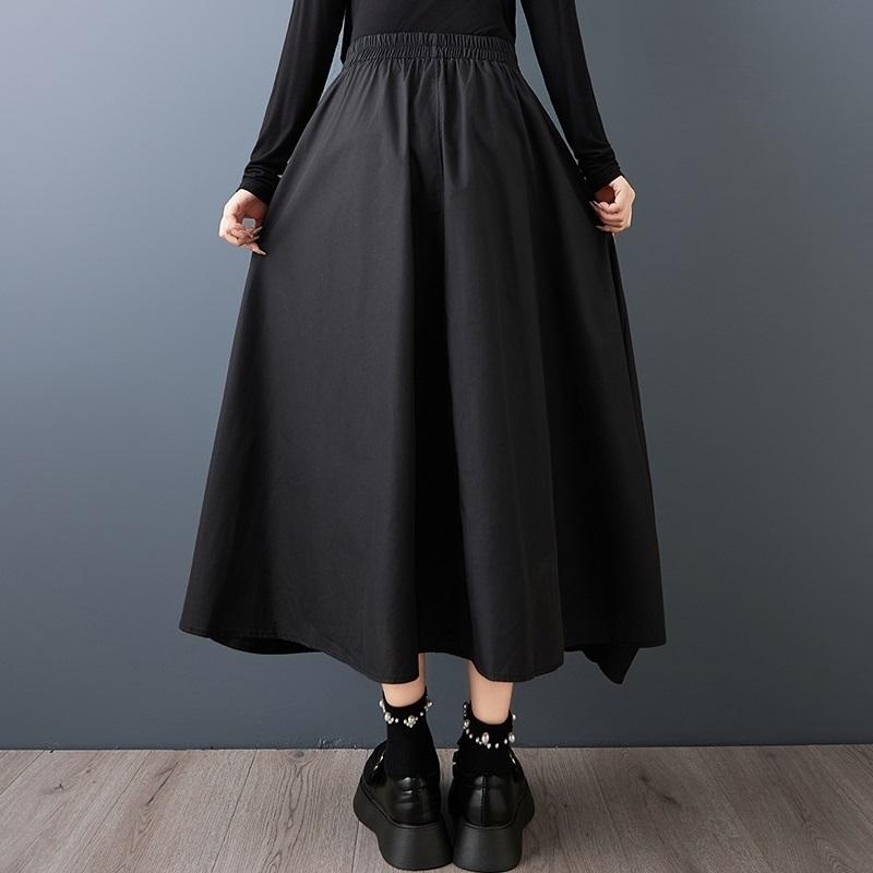 Plus Size High Waist Black Vintage Casual Spring Autumn Loose Long for Woman Skirts Womens Skirt
