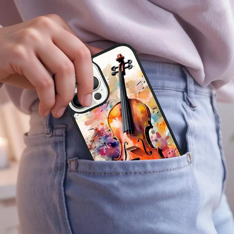 Music Violin Phone Case For iPhone 17 Air 15 16e 14 13 Pro Max Coque 12 11 Pro Max PLUS Cover