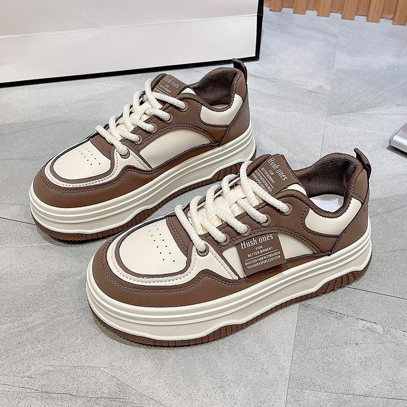 Pantofi de bord pentru femei, versatili, de primăvară și toamnă, cu talpă groasă, muffin, iarnă, catifea, ocazional nou, negru, sport, pantofi albi mici