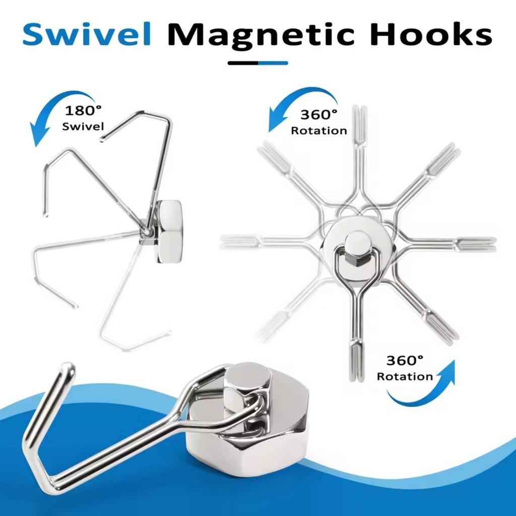 4pcs Strong Magnetic Hooks Home Kitchen Refrigerator Storage Holders Strong Permanent NdFeb Magnetic Hook Storing Supplies