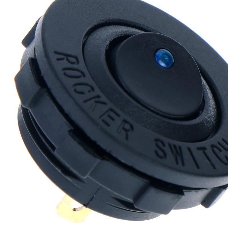 Round Led Switch 16A 12V Dc On/Off Spst 3Pin For Car Truck Dashboard Dash Rocker Boat Marine Off-Road Vehicle Control