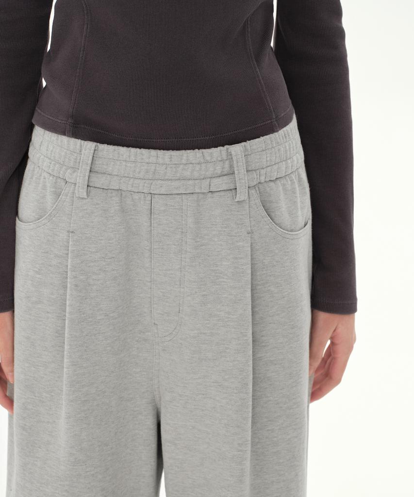 MUSINSA STANDARD WOMAN Women'S Double Knit Denim Detail Wide Sweatpants [Medium Grey]