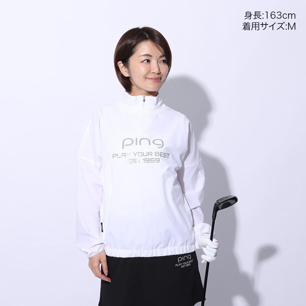 Blouson Removable Antibacterial and Golf Outerwear M [Pin Apparel] Women's 2-way Full-zip (with Sleeves, Deodorizing) / / 622-4120200 030_White