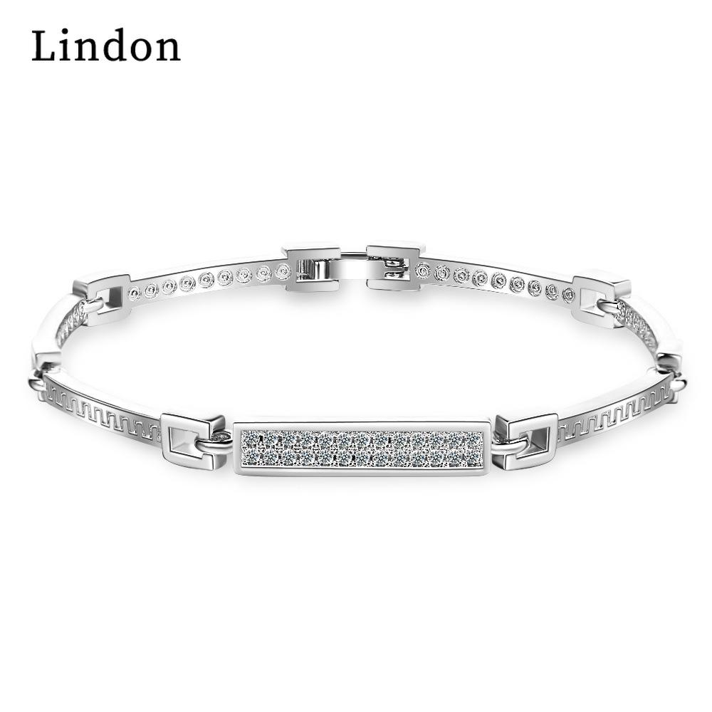 

Женский браслет Lindon с посеребрением из искусственных кристаллов, простой браслет белый