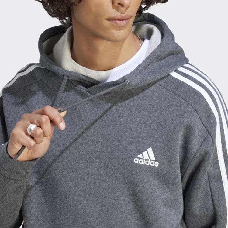 Adidas Essentials Fleece 3-Stripes Hoodie Men Hoodies Dark-Grey IJ6475