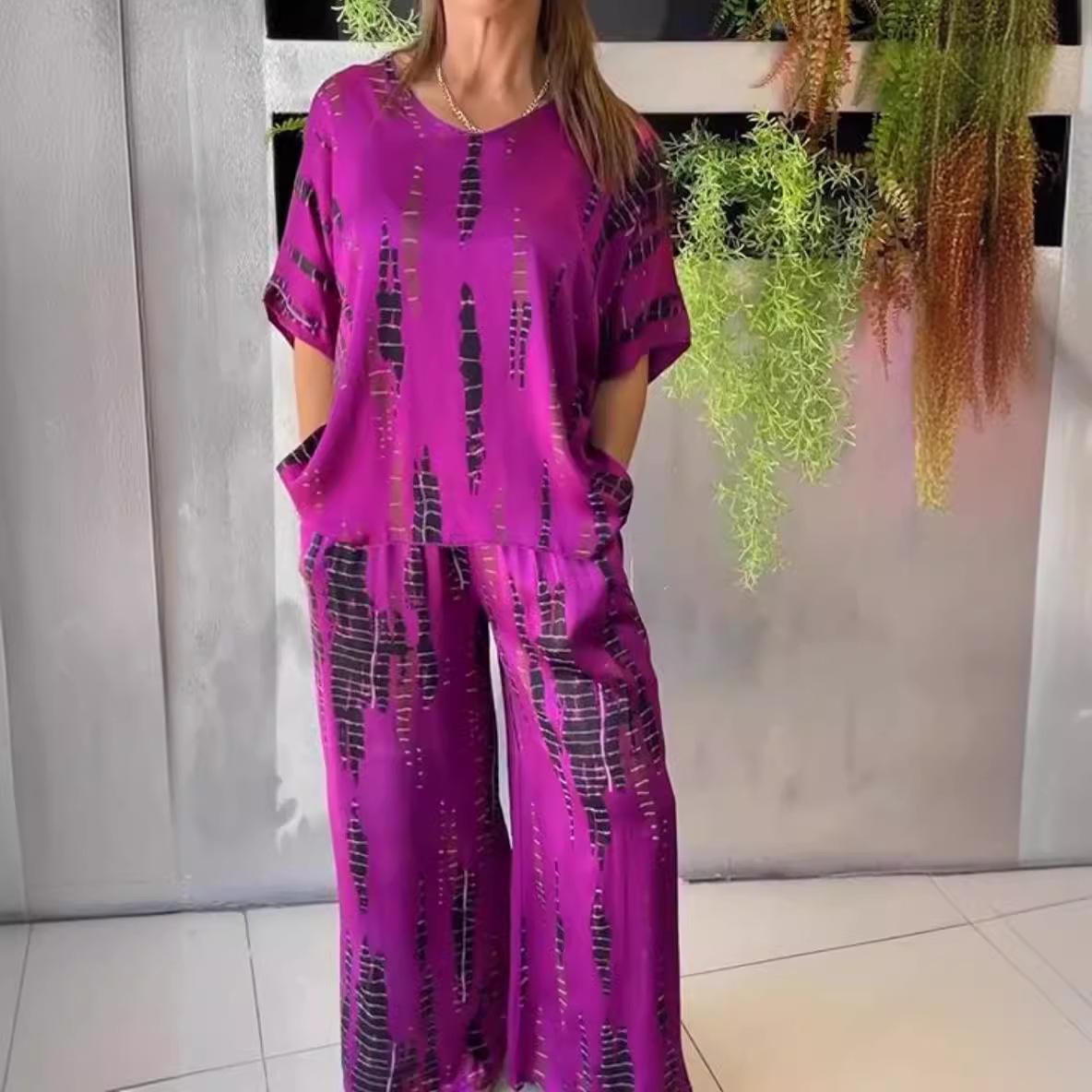 

Женский праздничный свободный костюмный набор с цветочным принтом и длинными рукавами 5XL