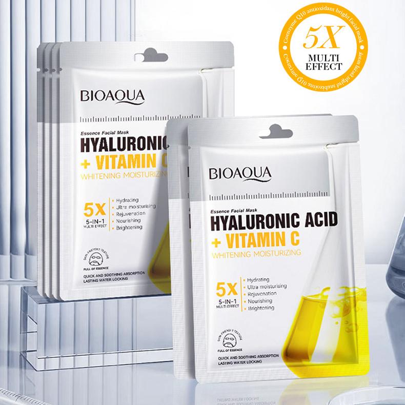 

Vitamin C Whitening Mask BIOAOUA Hyaluronic Acid Hydrating Moisturizing Mask 1pc
