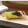 Kitchen Supplies, Hotel KTV Fruit Tray, Metal Service Gold, Rectangular Handle Decorative Nuts, Candy, Snacks