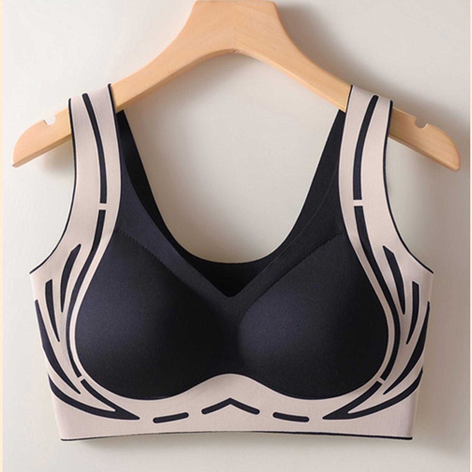 

Женский бесшовный бюстгальтер большого размера со стальным кольцом для спортивной сборки с фиксацией чашек 42 чёрный