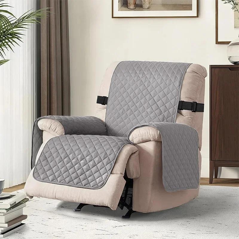 1 Seater Water Repellent Quilted Recliner Sofa Cover Pets Dog Kids Recliners Mat Non-slip with Elastic Strap Armchair Protector